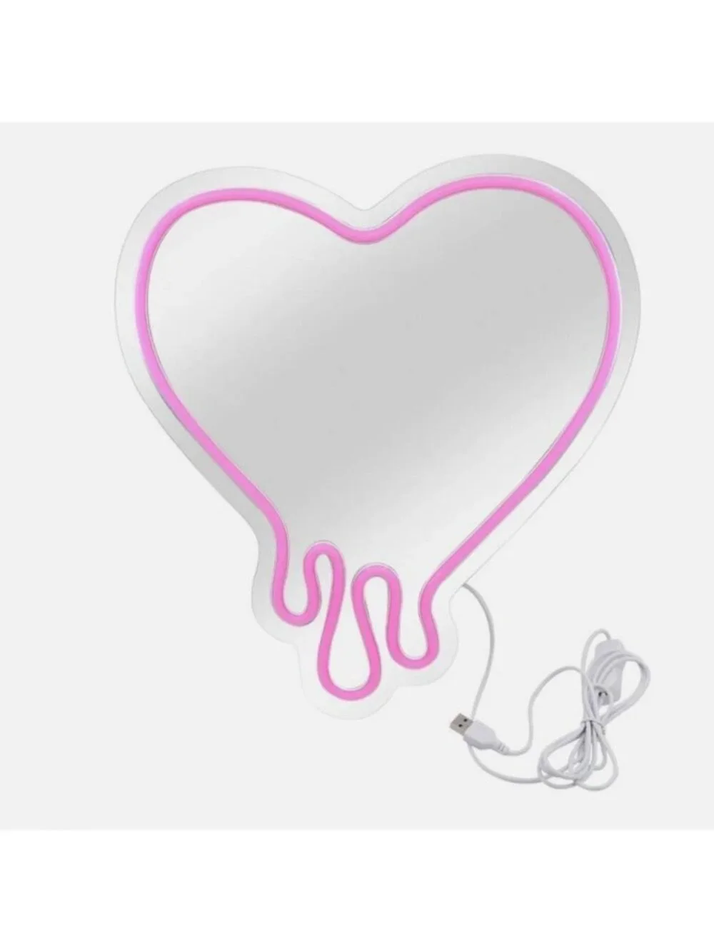 Drippy Heart Light Up Neon Wall Mirror USB-Powered LED Wall Hanging 12.7